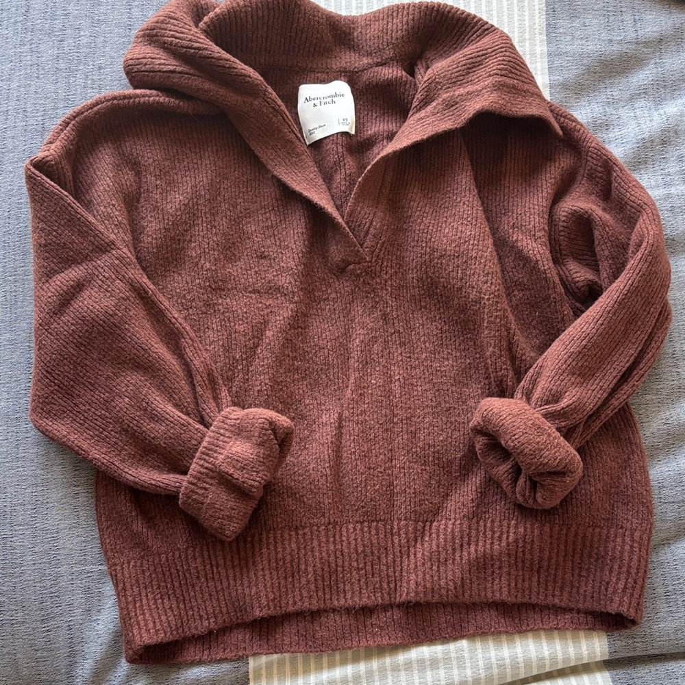 Abercrombie & Fitch Women's Shawl Collar Pullover Sweater - Rust